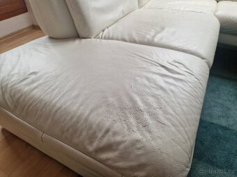 L Shaped white leather couch - 5