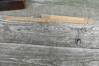 Stříbrný šatlén, řetízek na hodinky s přívěškem - 5