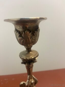 Starožitný svícen s andělem a lidskými hlavami – 19. století - 5