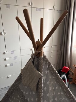 Dětský stan - teepee (týpí) Exclusive s doplňky šedý - 5