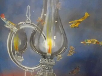 Starý Obr Obraz Olej - DAGMAR ŠIMKOVÁ Petrolejka a Letadla - 5