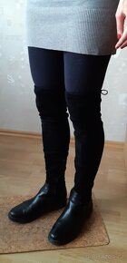 Černé vysoké kozačky nad kolena Baťa 38 - 5