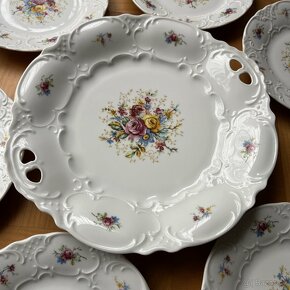 Nová Koláčová souprava, porcelán s motivem květin, 7 dílná - 5