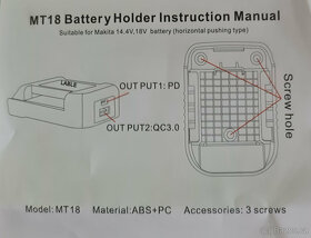 Rychlá nabíječka adaptér baterie Makita QC3.0 PD - 5