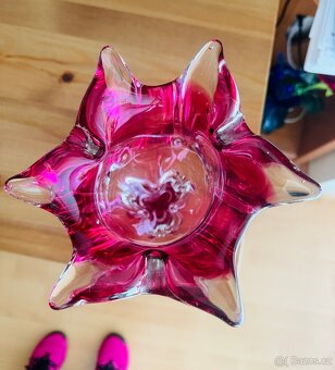 Růžová váza - Hutní sklo - 5