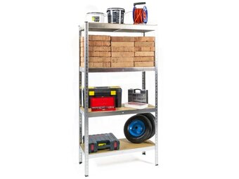 Regál 1800x900x400 mm kovový zinkovaný 4-policový, nosnost 7 - 5