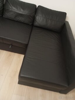 rohová pohovka Ikea Friheten - čierna koženka TOP STAV - 5