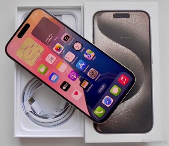 iPhone 15 Pro Natural Titanium BATERIE 100% TOP - 5