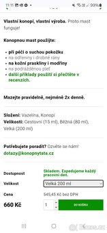1x Konopná mast čistá 200ml či více balení - 5