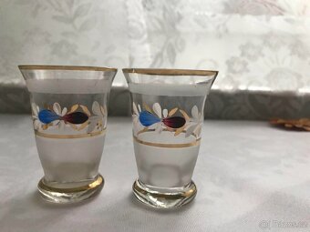 Starožitná karafa a duální skleničky ručně malované - 5