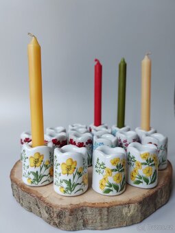 Vintage roztomilý porcelánový svícení s květinovým dekorem - 5