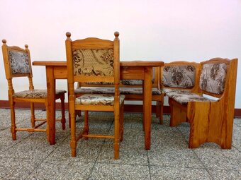 Rustikální jídelní set - lavice, stůl, 2 židle, masívv - 5