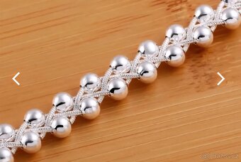 Nový dámský stříbrný náramek dvojitý 925 kuličkový - 5