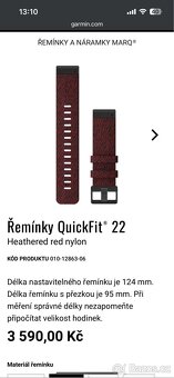 Garmin Quickfit 22mm červený nylonový - 5