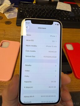 2x iPhone 12 Mini 64GB nová baterie, stav A+ záruka 6m+obaly - 5