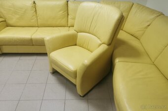 Kožená rohová sedací souprava - PRAVÁ KŮŽE - 5