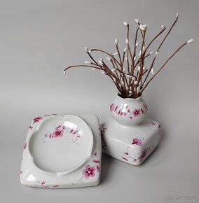 Kouzelný porcelánovy váza a popelník od manufaktury Lichte - 5