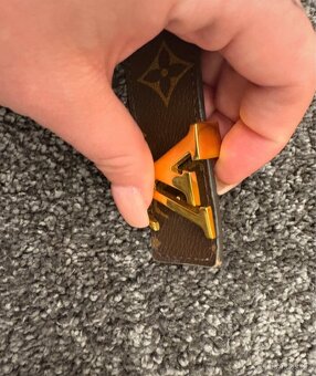 LV Monogram pásek – růžová kůže & canvas, zlatá spona - 5