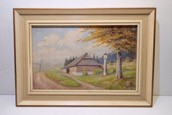 Štěpánek - Chalupa u cesty s kapličkou - olej  - 5