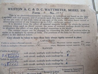 Nabízím starožitný měřák Weston USA 1942 - 5
