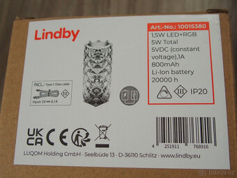 Lindby LED dobíjecí stolní lampa Louane 21 cm NOVÁ - 5