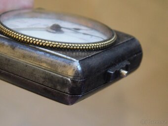 Starožitné švýcarské čtverhrané kapesní hodinky s budíkem - 5