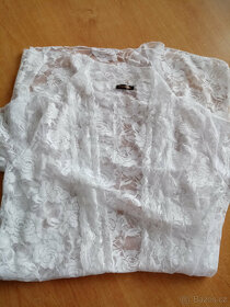 Dámské saténové pyžamo 44 - 46 + krajková košilka bílá L - 5