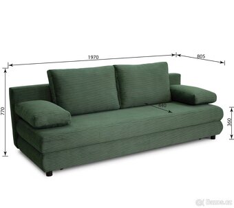 ROZKLÁDACÍ POHOVKA, textil, zelená - 5