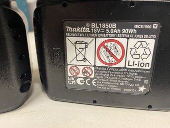 3 kusy nových AKu baterií Makita BL1850B 18V 5Ah - 5