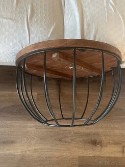 Designový konferenční stolek – masivní dřevo a kov - 5