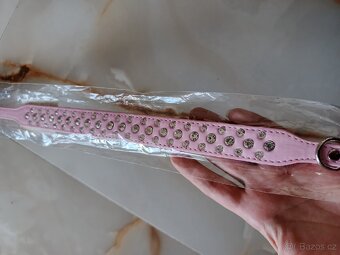 Obojek pro psa , růžový s kamínky - 5