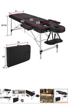 Masážní hliníkový skládací stůl Tectake černý - 5