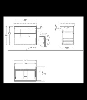 Geberit skříňka včetně umyvadla šířka 75 cm - 5