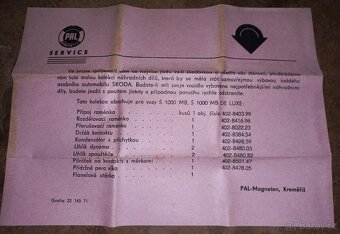 Prodám směs náhradních dílů na vůz ŠKODA 1000 MB - 5