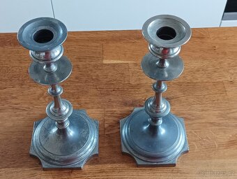 ART DECO KOVOVÉ PÁROVÉ SVÍCNY FRANCIE - 5