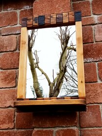 Zrcadlo v dřevěném rámu 60x95cm - dřevěná mozaika - 5