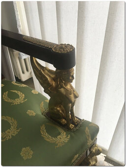 Křeslo ve stylu Napoleon, kladívková část, aplikace, zelený - 5
