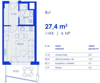 Jediný dostupný byt 1+kk v projektu HAGIBOR s možností parko - 5
