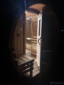 Venkovní Finská Sauna z ThermoWoodu - kamna na dřevo + sud - 5