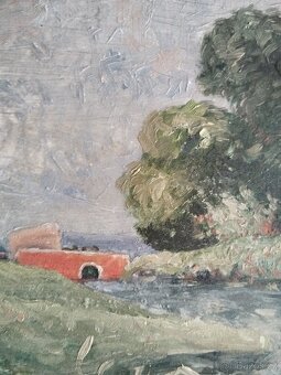 obraz KRAJINA S ČERVENÝM MOSTEM, olej, Bořivoj Žufan - 5