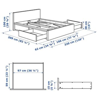 Manželská postel Ikea Malm 180x200 - 5