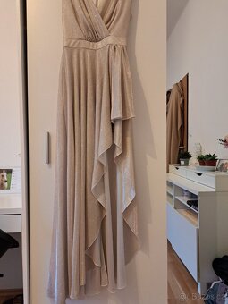 Překrásné třpytivé šaty s rozparkem , vel.34 - 5