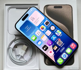 iPhone 15 Pro Max Natural Titanium BATERIE 100% TOP - 5