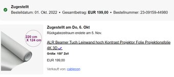 Zarámované projekční plátno na rozměr 87" - 5