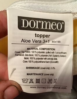 Dormeo (doplňková matrace) s Aloe Vera - 80x190cm, výška 4cm - 5