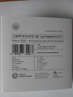 Stříbrná mince Coelophysis, 1oz - 5