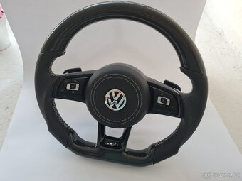 VOLANT VOLKSWAGEN R RLINE GTI - KOZA / KARBÓN CHROMOVE LOGO - 5