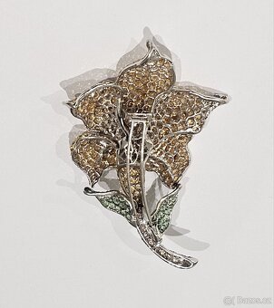 BROŽ LUXUSNÍ 34.6g. DIAMANTY SAFÍRY CITRÍNY - 5