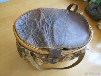 RETRO slaměná kabelka s kůží š19xd28xv22cm - má vady - foto - 5