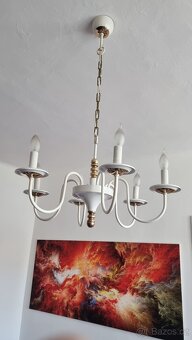 Lustr šestiramenný mosaz a bíý lak - 5